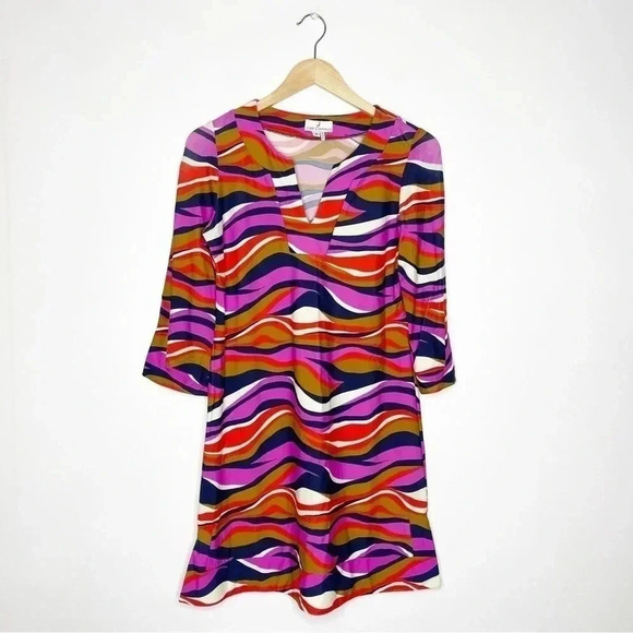 Jude Connally Wave Navy Orchid Megan Shift Dress Size Small - Picture 1 of 7